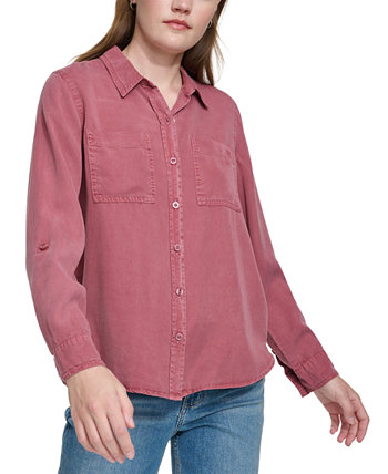 Классическая рубашка Petite на пуговицах спереди Calvin Klein