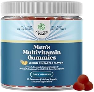 Natures Craft Men's Multivitamin Gummies with Superfood Complex - Daily Multivitamin for Men Gummies with CoQ10 and Ashwagandha for Energy and Immune Support - Adult Gummy Essential Minerals Natures Craft