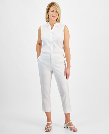 Petite Mid Rise Linen-Blend Ankle Pants, Created for Macy's Style & Co