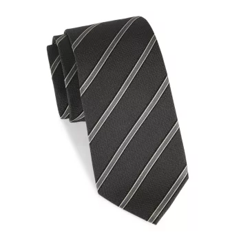 Шелковый галстук в фактурную полоску ISAIA