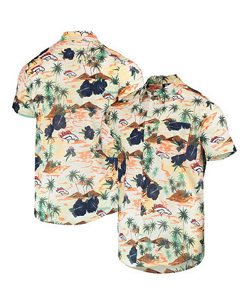 Мужская кремовая рубашка Denver Broncos Paradise с цветочным принтом на пуговицах FOCO