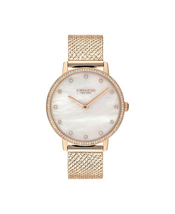 Женские часы Audrey Carnation с золотым браслетом в сеточку, 35 мм COACH
