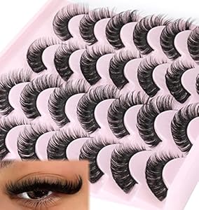 False Eyelashes Russian Strip lashes zanlufly Cat Eye Eyelashes Faux Mink Lashes D Curl Fluffy Fake Lashes Look Like Extension Eyelashes Long Strip Wispy 14 Pairs Lashes Zanlufly