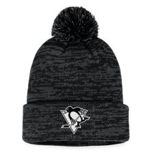 Men's Fanatics Branded Black Pittsburgh Penguins Fundamental Cuffed Knit Hat with Pom Fanatics