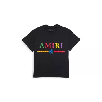 Маленький детский &amp; Детская футболка с логотипом и рисунком карандашом Amiri