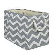 16" Chevron Rectangular Medium Bin with Rope Handle Contemporary Home Living