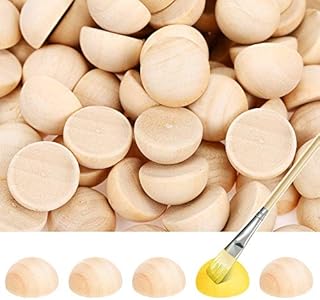 200 Pieces Half Wooden Beads Unfinished Split Wood Balls Half Crafts Natural Balls for Paint DIY Christmas Ornament DIY Projects Crafts Arts (Natural Wood Color) Yaomiao