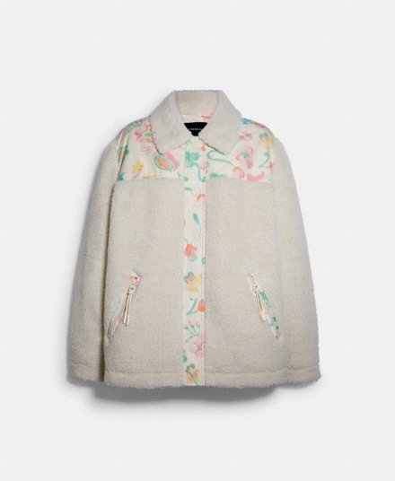 Куртка из шерпы с цветочным принтом COACH