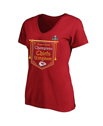 Женская красная футболка с v-образным вырезом большого размера Kansas City Chiefs Super Bowl LVIII Champions Fanatics