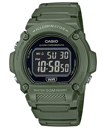 Мужские цифровые часы с зеленым полимерным ремешком, 47 мм Casio