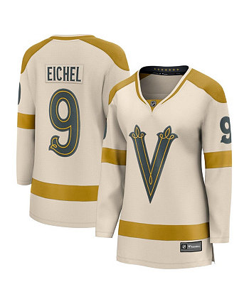 Женская зимняя классическая отколовшаяся футболка НХЛ Jack Eichel Cream Vegas Golden Knights 2024 Fanatics