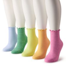 Женские носки Sonoma Goods For Life®, 5 пар носков до щиколотки с салатовой кромкой SONOMA