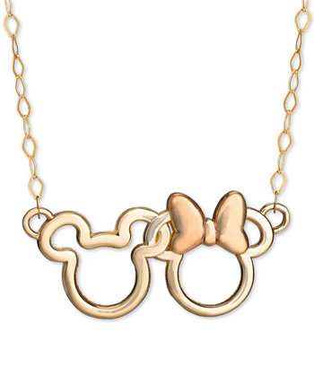 Детское ожерелье с подвеской "Минни и Микки" 15 "из 14-каратного золота и розового золота Disney