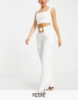 Ever New Petite smart tailored pants with belt in white Ever New Petite