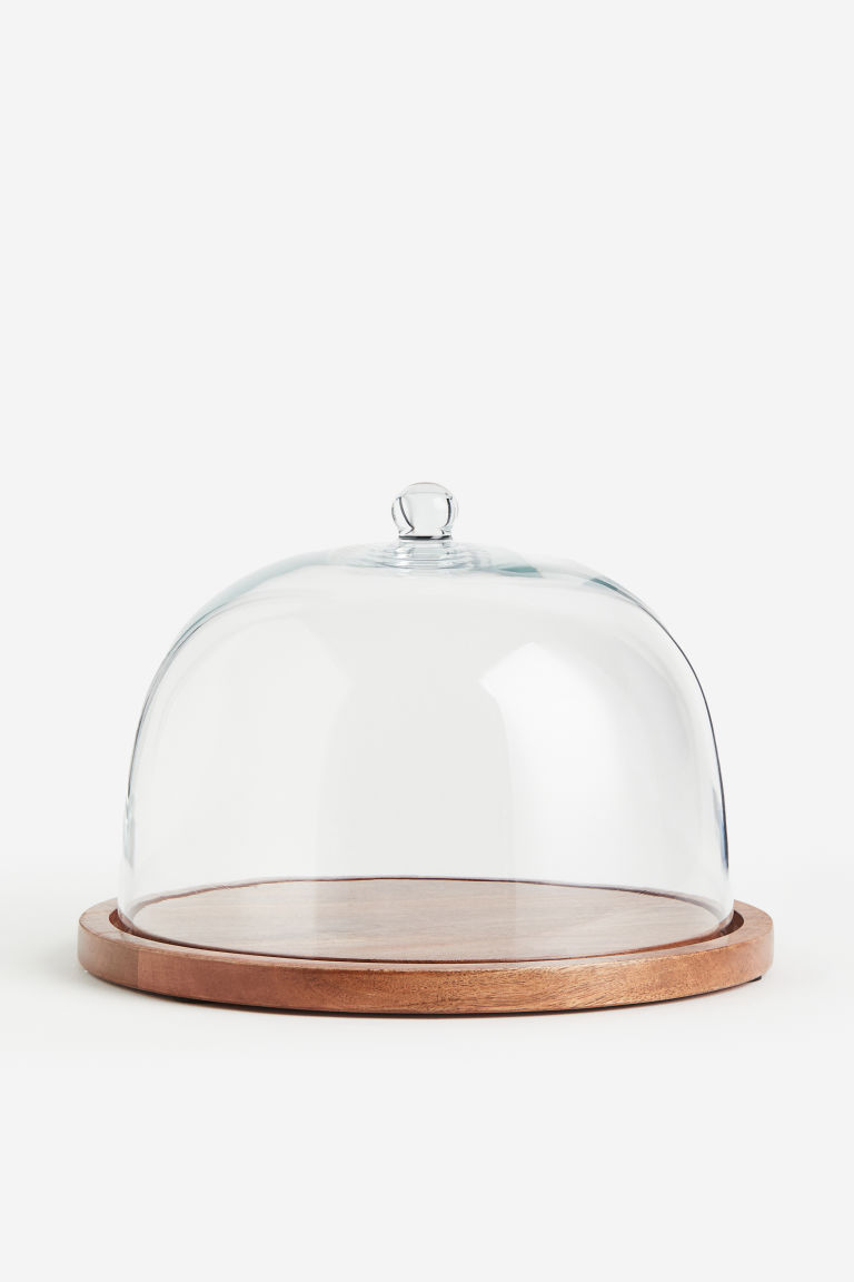 Стеклянный купол с деревянным подносом H&M