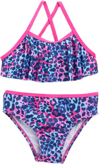Cheetah Print Two-Piece Swimsuit Pink Platinum