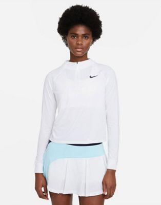 Белая футболка с длинными рукавами и полумолнией Nike Tennis Victory Dri-FIT Nike