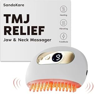 SandoKare TMJ Relief Products Jaw, TMJ Relief Massager, Vibration and Heating, Ergonomic Multi-Needle Design TMJ Massage Tool, Effective Jaw & Neck Pain, Grinding and Clenching Teeth Relief, White Zaybuon