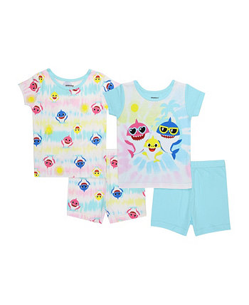 Пижамный комплект из 4 предметов для маленьких девочек Baby Shark