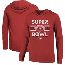 Men's Majestic Threads  Scarlet San Francisco 49ers Super Bowl LVIII Tri-Blend Soft Hand Long Sleeve Hoodie T-Shirt Majestic Threads