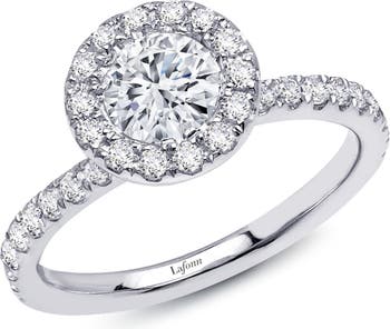 Обручальное кольцо с круглым ореолом из платины из стерлингового серебра с имитацией бриллианта - 1.18 карат. LaFonn