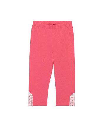 Girl Organic Cotton Capri Legging With Crochet Coral Pink - Child Deux par Deux