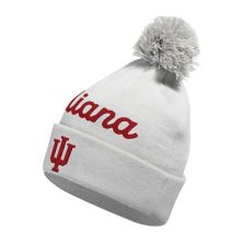 Men's adidas White Indiana Hoosiers Cuffed Knit Hat with Pom Adidas