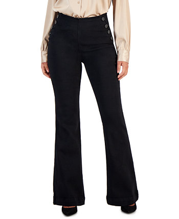 Расклешенные широкие джинсы Petite с пуговицами, созданные для Macy's I.N.C. International Concepts