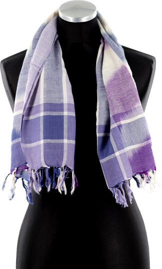 Клетчатый шарф с бахромой и принтом La Fiorentina