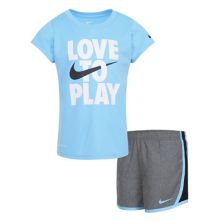 Девочки 4–6x Nike Dri-FIT «Love To Play» Комплект футболки и шорт с графическим рисунком Nike