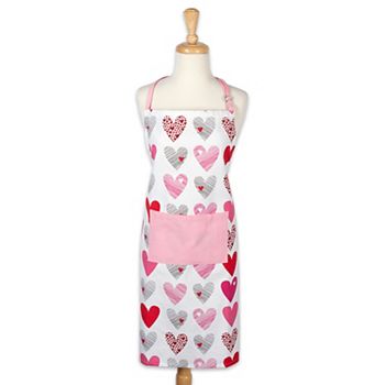 32” White and Pink Hearts Collage Printed Chef’s Apron CC Home Furnishings