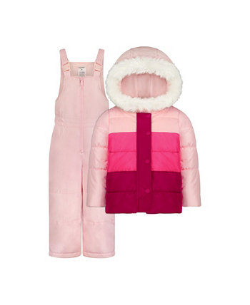 Комплект зимнего комбинезона из двух предметов с цветными блоками для маленьких девочек с подходящим снежным нагрудником Carter's