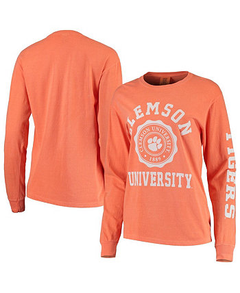 Женская оранжевая футболка Clemson Tigers Oversized Comfort Colours University Seal с длинным рукавом Summit Sportswear