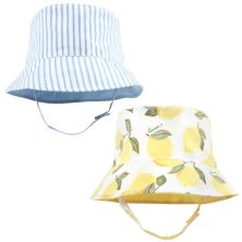 Hudson Baby Infant Girl Sun Protection Hat, Lemon Stripe Hudson Baby