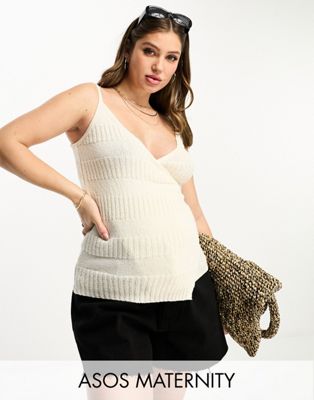ASOS DESIGN Maternity tank top with high square neck in cream