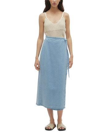 Women's Zinnia Solid Denim Wrap Midi Skirt VERO MODA