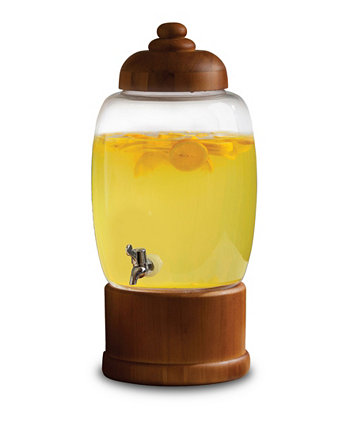 Beverage Dispenser with Wooden Lid and Base 357 Oz Circleware