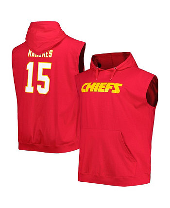 Men's Patrick Mahomes Red Kansas City Chiefs Big and Tall Muscle Pullover Hoodie Profile