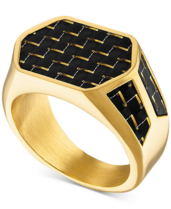 Черное и синее кольцо из углеродного волокна со скошенной кромкой (также из черного и золотого углеродного волокна), созданное для Macy's Esquire Men's Jewelry