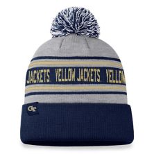 Men's Top of the World Heather Gray Georgia Tech Yellow Jackets Frigid Cuffed Knit Hat with Pom Top of the World