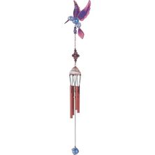 FC Design 23&#34; Long Purple Hummingbird Copper and Gem Wind Chime Garden Patio Decoration Perfect Gifts for Holiday F.C Design