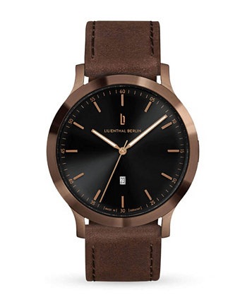 Мужские часы Huxley бронзовые, черные, коричневые кожаные, 40 мм Lilienthal Berlin