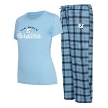Women's Concepts Sport Carolina Blue/Navy North Carolina Tar Heels Arctic T-Shirt & Flannel Pants Sleep Set Unbranded
