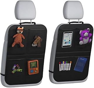 lebogner Back Seat Cover for Kids + 4 Pocket Storage Organizer, 2 Pack X-Large Waterproof Kick Mats Backseat Protector, Car Seat Back Protectors for Vehicles to Protect from Dirt, Mud & Scratches Lebogner