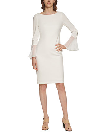 Миниатюрное платье-футляр из шифона с рукавами Calvin Klein