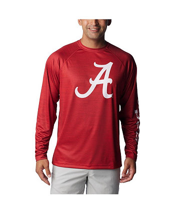 Мужская футболка Crimson Alabama Crimson Tide Big and Tall Terminal Tackle Raglan Omni-Shade с длинным рукавом Columbia