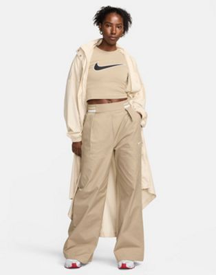Nike Collection woven wide leg pants in khaki beige Nike