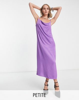 Only Petite cowl neck satin slip maxi dress in purple Only Petite