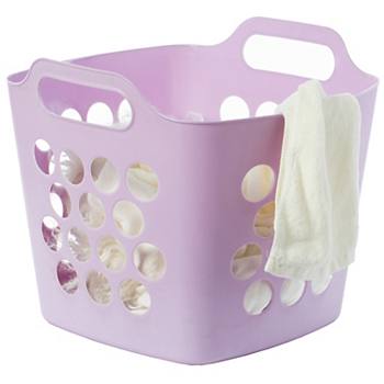 Flexible Plastic Carry Laundry Basket Holder Square Storage Hamper With Side Handles Basicwise