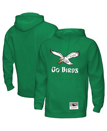 Мужской пуловер с капюшоном Kelly Green с потертостями Philadelphia Eagles Go Birds Mitchell & Ness